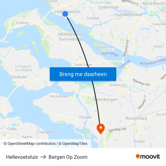 Hellevoetsluis to Bergen Op Zoom map