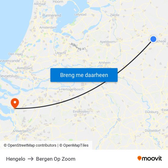 Hengelo to Bergen Op Zoom map