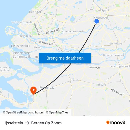 Ijsselstein to Bergen Op Zoom map