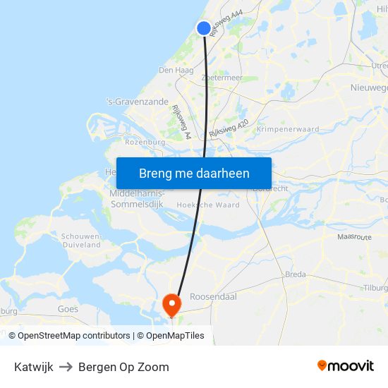 Katwijk to Bergen Op Zoom map