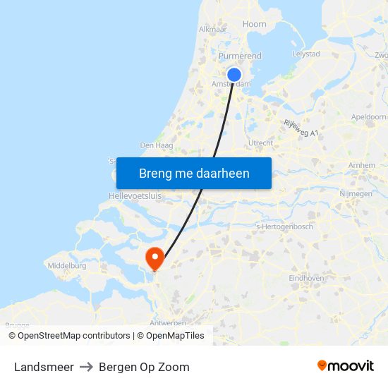 Landsmeer to Bergen Op Zoom map