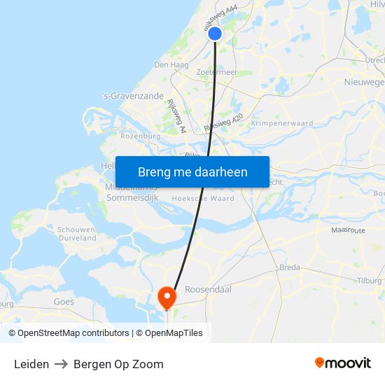 Leiden to Bergen Op Zoom map