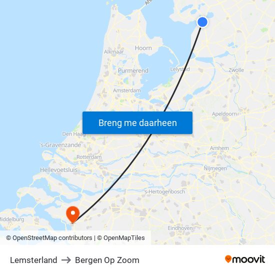 Lemsterland to Bergen Op Zoom map