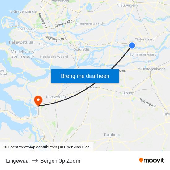 Lingewaal to Bergen Op Zoom map