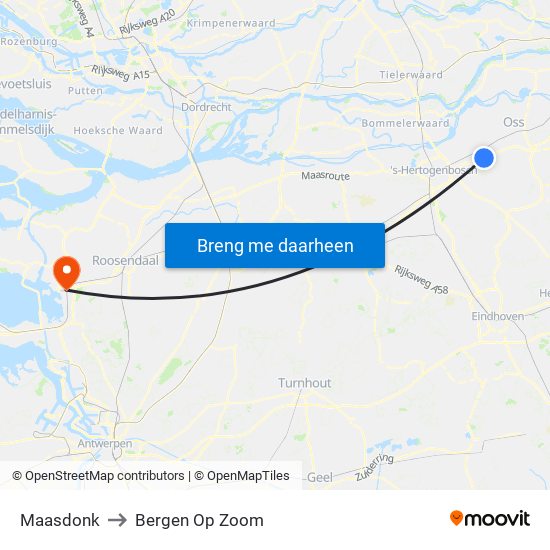 Maasdonk to Bergen Op Zoom map