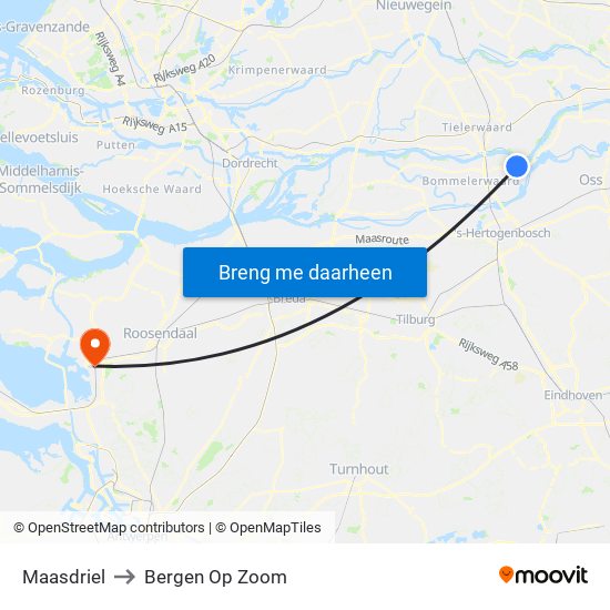 Maasdriel to Bergen Op Zoom map