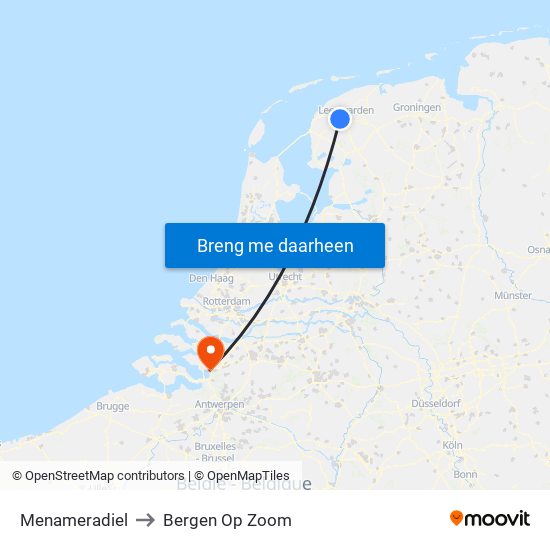 Menameradiel to Bergen Op Zoom map