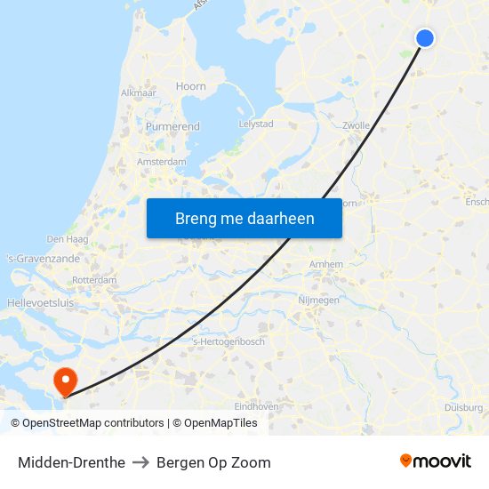 Midden-Drenthe to Bergen Op Zoom map
