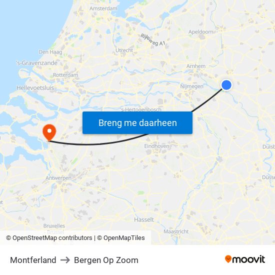 Montferland to Bergen Op Zoom map