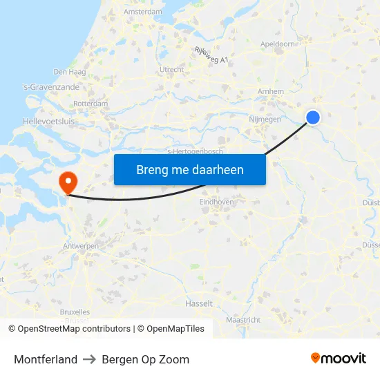 Montferland to Bergen Op Zoom map