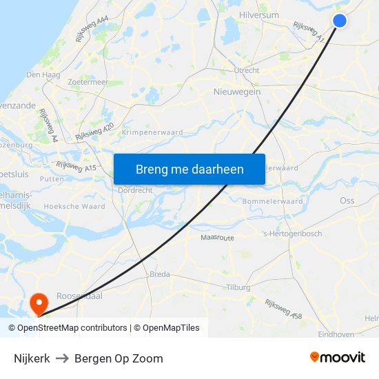 Nijkerk to Bergen Op Zoom map