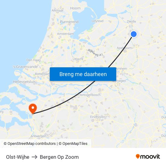 Olst-Wijhe to Bergen Op Zoom map