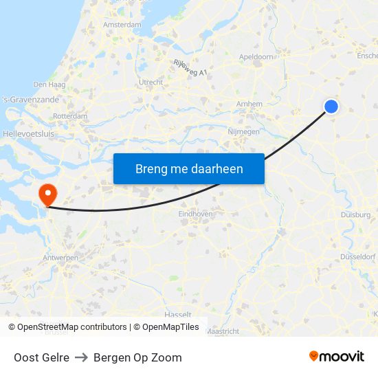 Oost Gelre to Bergen Op Zoom map