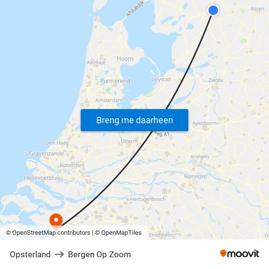 Opsterland to Bergen Op Zoom map
