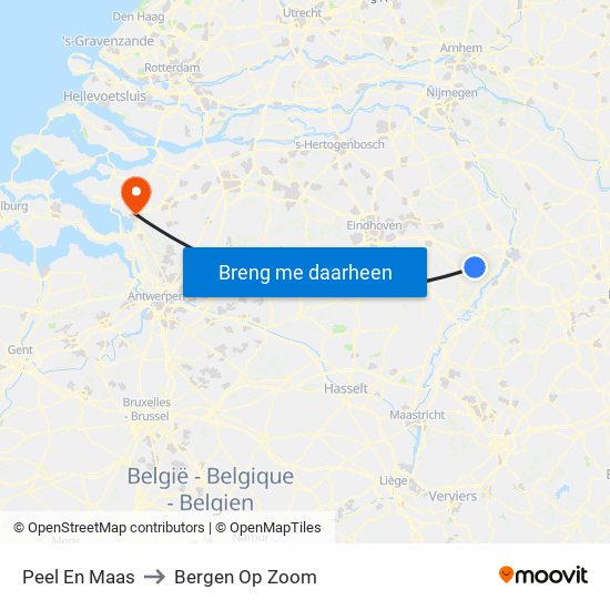 Peel En Maas to Bergen Op Zoom map
