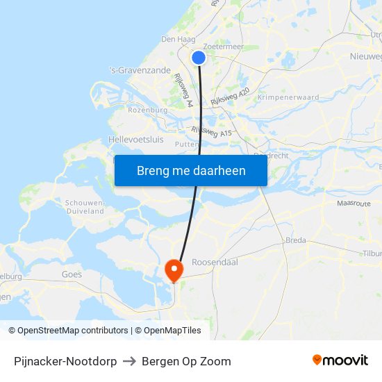 Pijnacker-Nootdorp to Bergen Op Zoom map