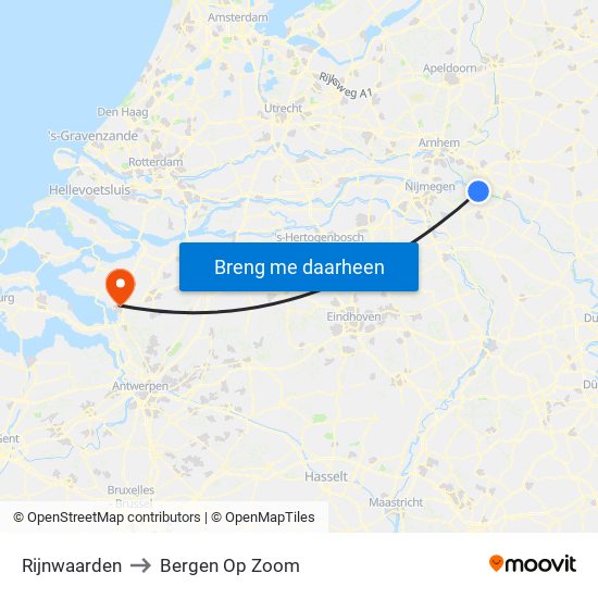 Rijnwaarden to Bergen Op Zoom map