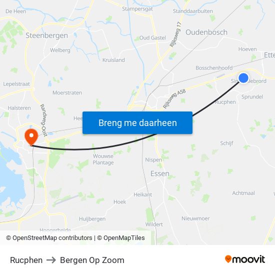 Rucphen to Bergen Op Zoom map