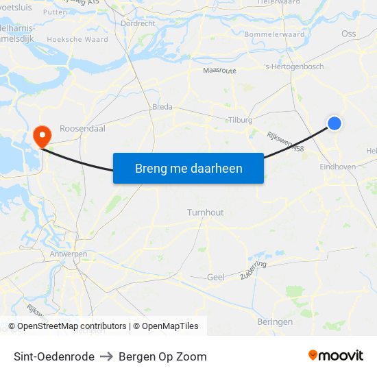 Sint-Oedenrode to Bergen Op Zoom map