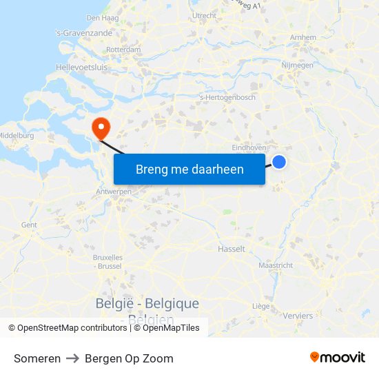 Someren to Bergen Op Zoom map
