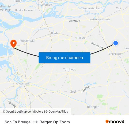 Son En Breugel to Bergen Op Zoom map