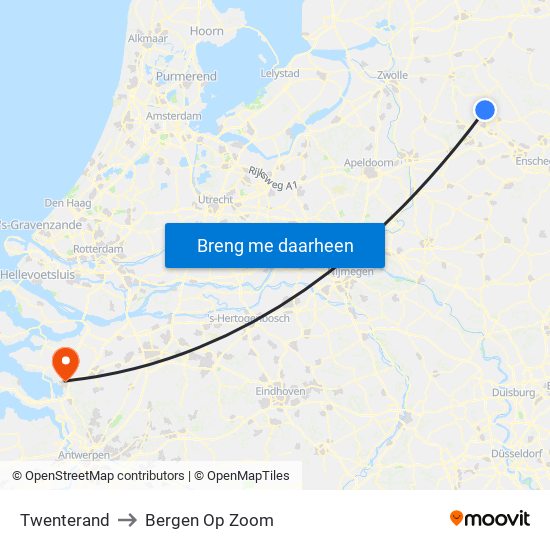 Twenterand to Bergen Op Zoom map