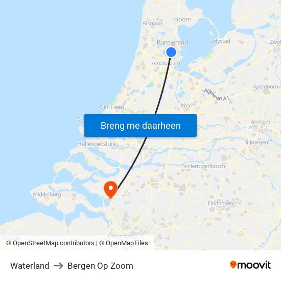 Waterland to Bergen Op Zoom map