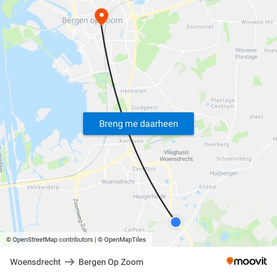 Woensdrecht to Bergen Op Zoom map