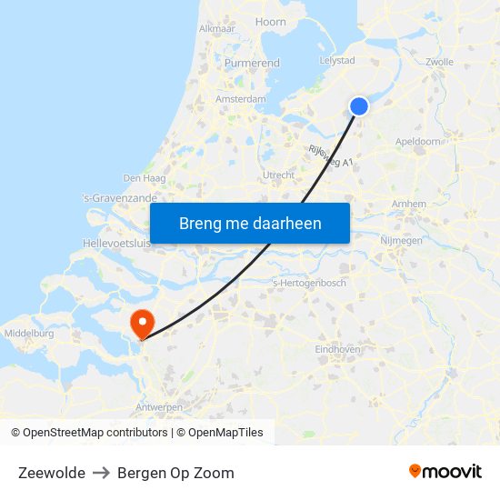 Zeewolde to Bergen Op Zoom map