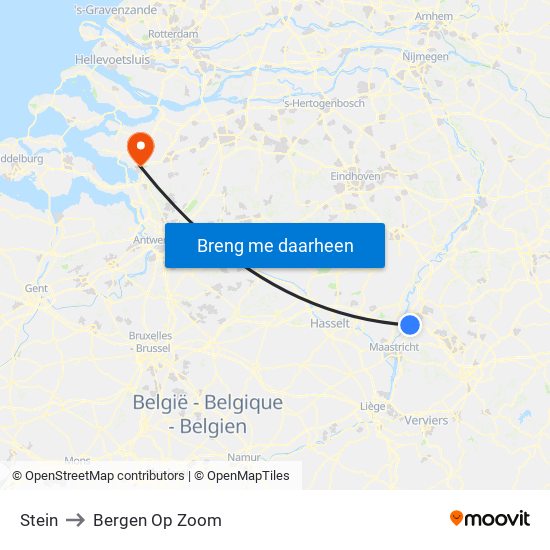 Stein to Bergen Op Zoom map