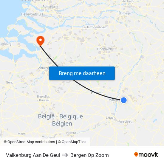 Valkenburg Aan De Geul to Bergen Op Zoom map