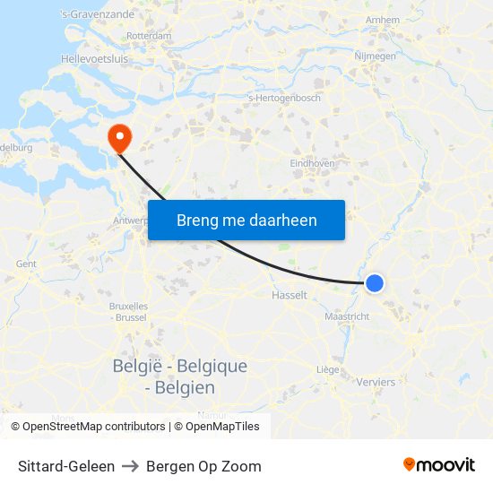 Sittard-Geleen to Bergen Op Zoom map