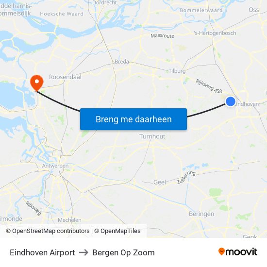 Eindhoven Airport to Bergen Op Zoom map