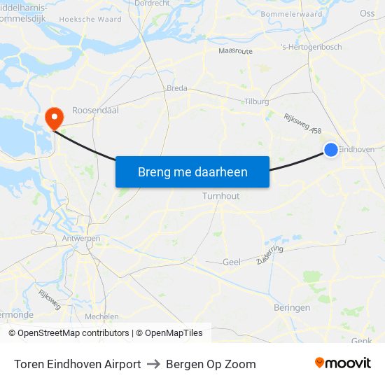 Toren Eindhoven Airport to Bergen Op Zoom map