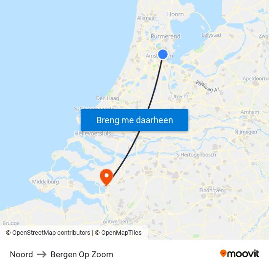 Noord to Bergen Op Zoom map