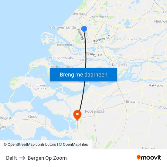 Delft to Bergen Op Zoom map