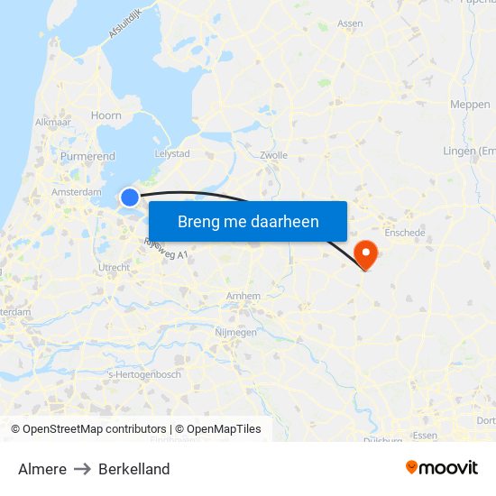 Almere to Berkelland map