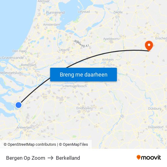 Bergen Op Zoom to Berkelland map