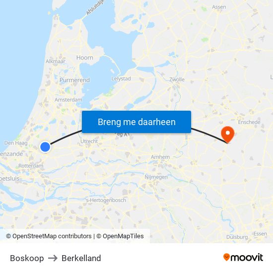 Boskoop to Berkelland map