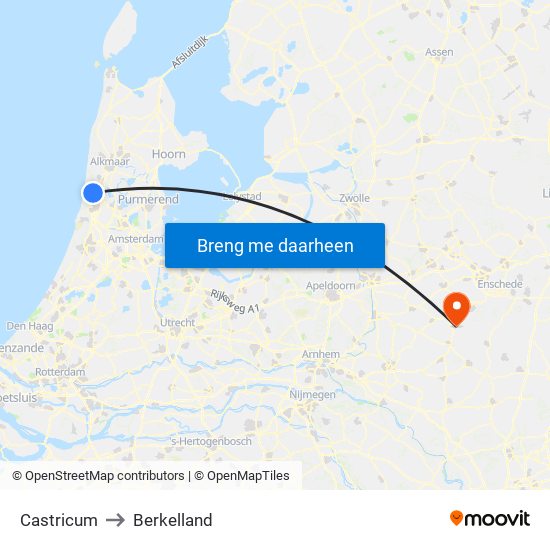 Castricum to Berkelland map