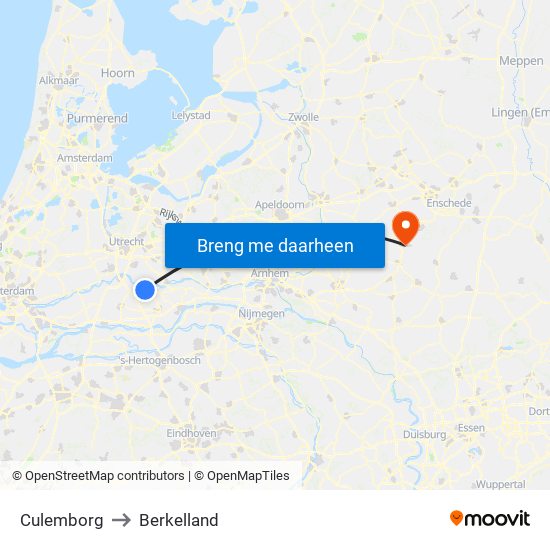 Culemborg to Berkelland map