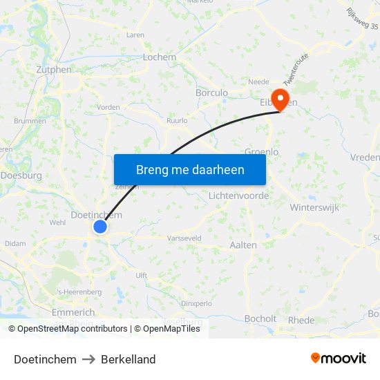 Doetinchem to Berkelland map