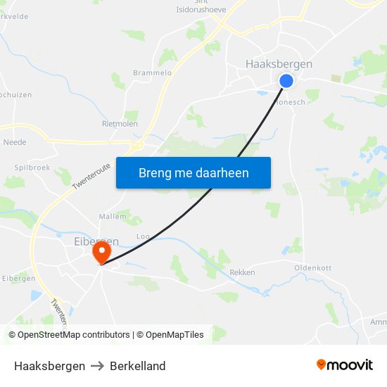 Haaksbergen to Berkelland map