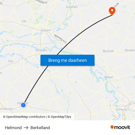 Helmond to Berkelland map