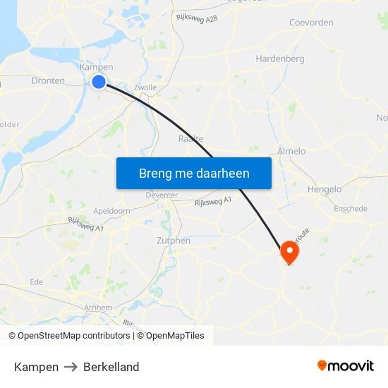 Kampen to Berkelland map