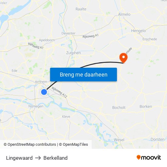 Lingewaard to Berkelland map