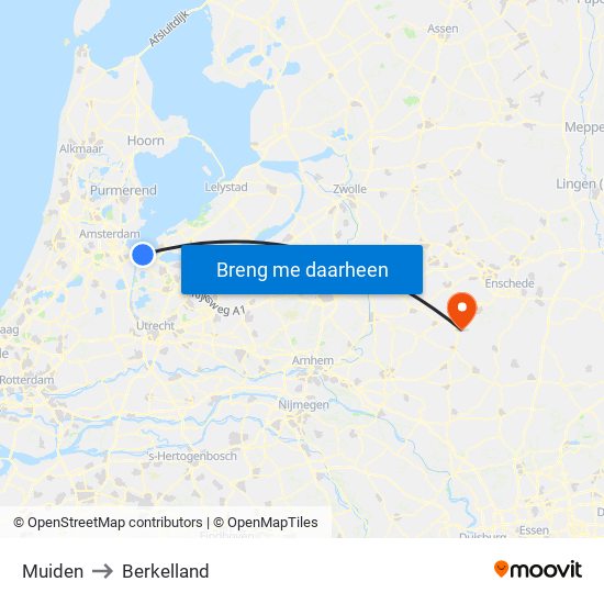 Muiden to Berkelland map