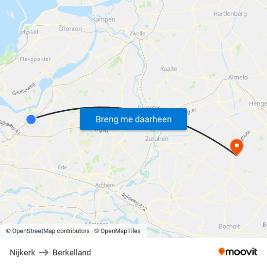 Nijkerk to Berkelland map