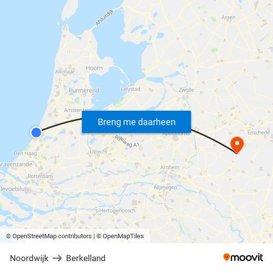 Noordwijk to Berkelland map