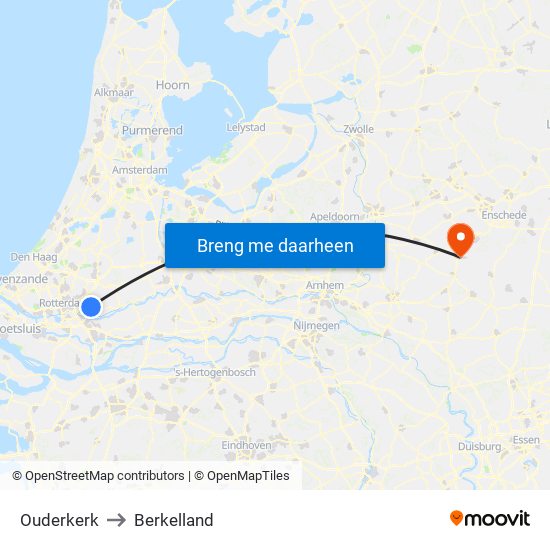 Ouderkerk to Berkelland map